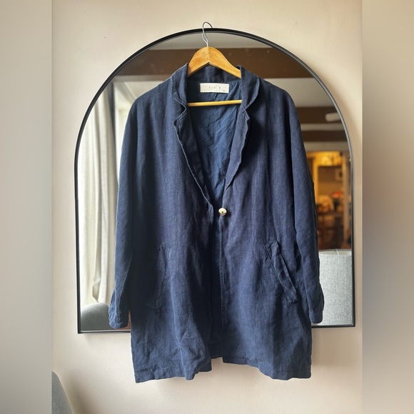 Linenfox Dark Blue Women's Blazer - Picture 2 of 5